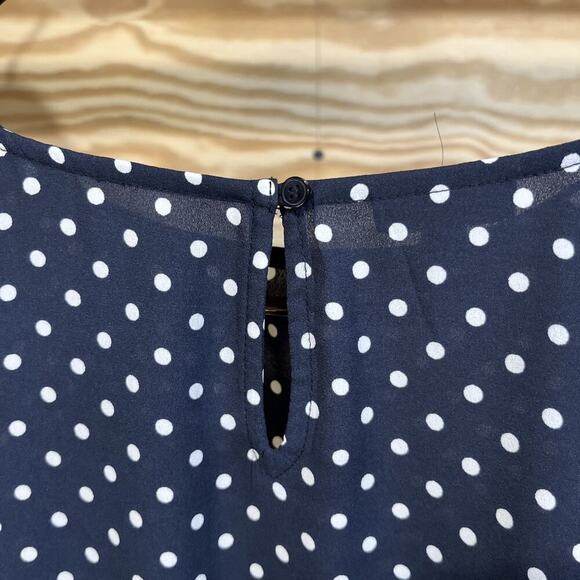 Talbots Polka Dot Bell Sleeve Blouse Top Size Large Chiffon Flowy Cottage - Picture 6 of 11